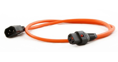 Cable de extensión de alimentación IEC C14 enchufe macho a bloqueo hembra IEC C13 naranja 2 m metros - Imagen 3 de 3