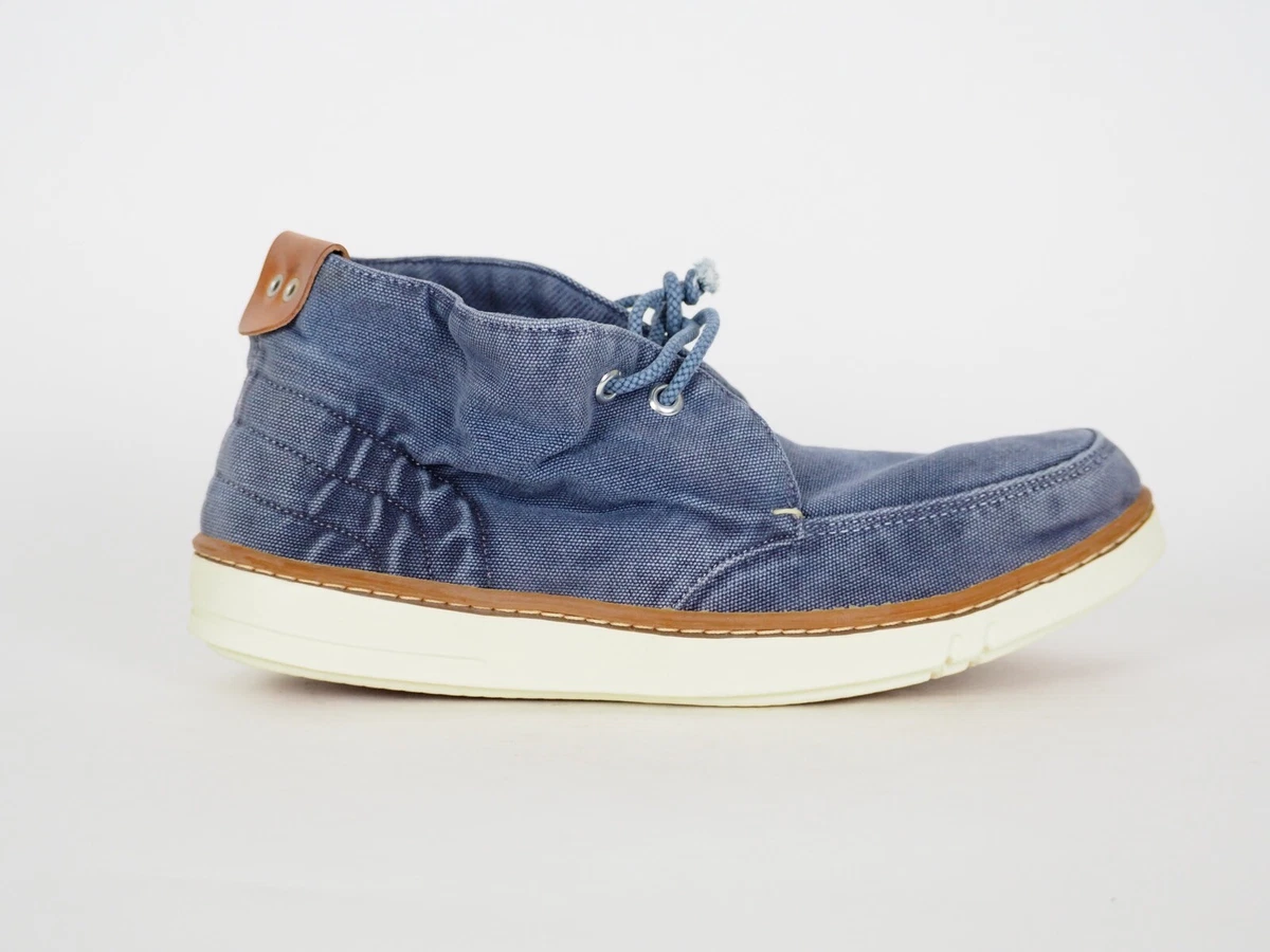 Mens Timberland EK Hookset Handcrafted 5105R Blue Canvas Lace Up Chukka Boots