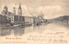A117 Germany 1900 Gruss aus Passau Donauseite Danube river view postcard