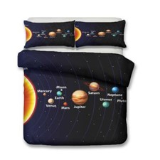 Gift Quilt Duvet Cover Set Soft  Space Galaxy Solar System Rockets and Planets 