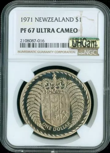 1971 New Zealand Dollar NGC PL67 Ultra Cameo MAC Quality