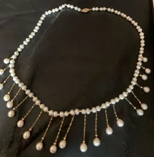 Zales Necklaces 14KT Yellow Gold  Round  Pearl 18 Inches