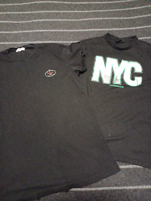 Lot of 2 Men's black t-shirts  PRADA AND EMPORIO ARMANI NYC EA-SIZE S /PRADA M/L