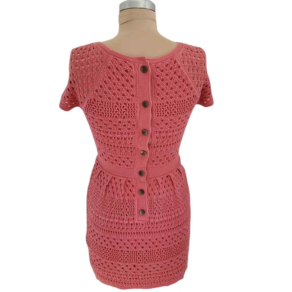 tibi crochet dress $338 TIBI Ivory Crochet Open Knit Dress Blouson Drop Waist Mod Cream Sz L