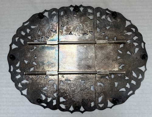 VTG Raimond Oval Pierced Silver Plate Metal Trivet Expandable Adjustable Spain - Picture 3 of 6