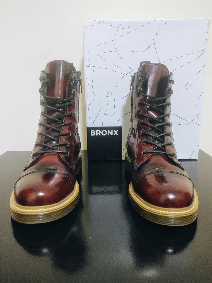Bronx Boots 39 EU Burgundy Real Leather BX 571 44038-F New with Box - Imagen 3 de 4