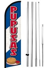 PUPUSAS Windless Swooper Feather Flag 15' Tall Large Pole Kit Banner Sign bf-h