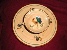 Pennsbury Pottery Morrisville, Pennsylvania ROOSTER #1031 Chip & Dip Set  