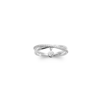 Bague Argent Massif Avec Zirconiums Blancs Et Noirs - Taille 60 - Occasion