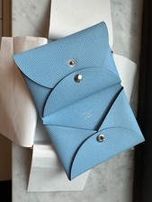 Hermes Calvi Duo Wallet In Celeste Color Authentic