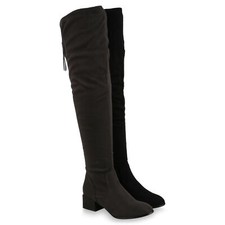 Damen Overknees Stiefel Gefütterte Boots Langschaftstiefel 825398 Schuhe