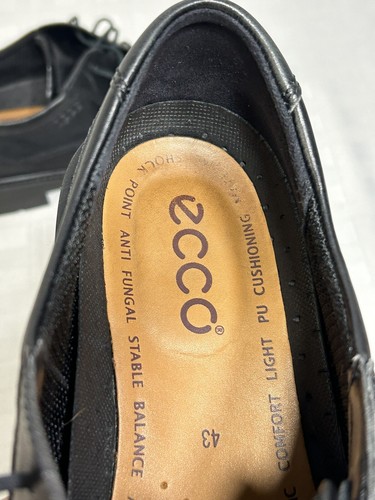ECCO Shoes Men's Black Leather Oxfords Lace Up Size 43 US 9-9.5 Dress Casual - Picture 17 of 20