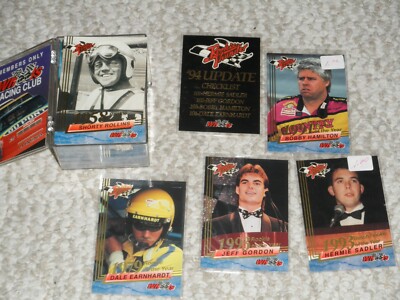 SET OF 100 NASCAR ROOKIE THUNDER WHEELS 1993 RACE CARDS & '94 UPDATE SET W/EARN