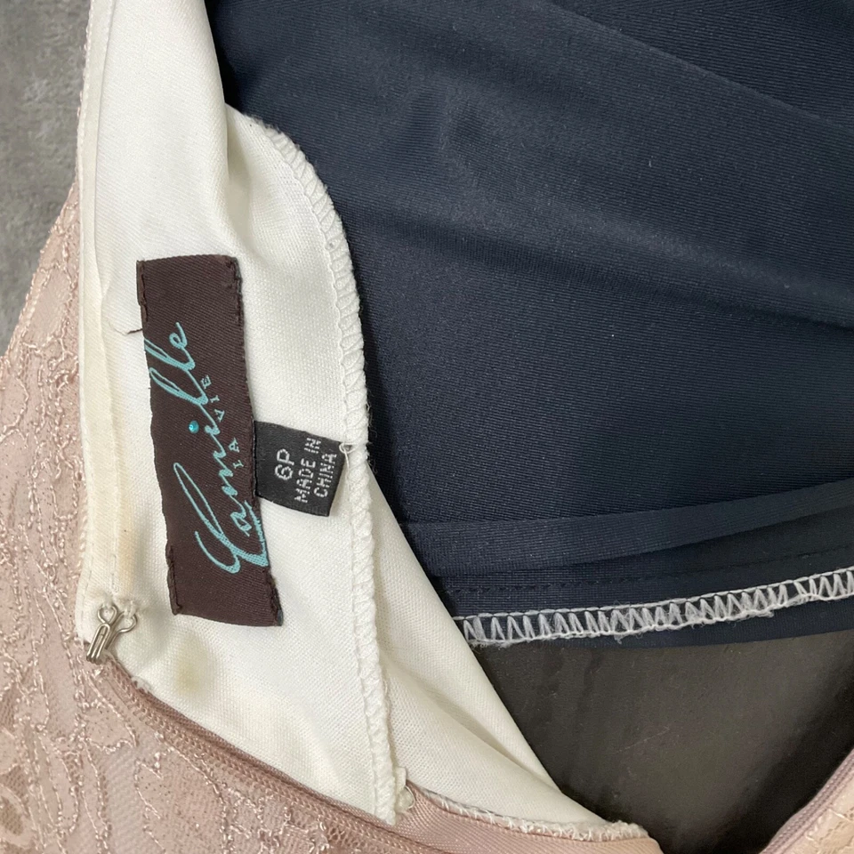 CAMILLE LA VIE Petite Vestido Maxi Encaje Sobre Mujer’s 6P Encaje Corte Brillo Foto 4 de 4