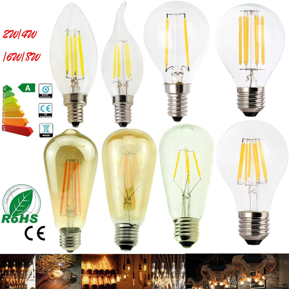 B22 E27 E14 Dimmable 2/4/6/8W LED Bulb Light Edison Retro Vintage Filament Lamps - Image 2 of 4