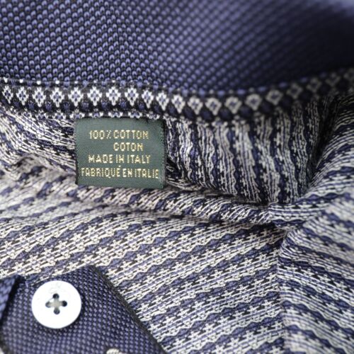 Bobby Jones Collection Golf Polo Sz XL Italy Dark Blue Argyle/Diamond Knit Shirt - Picture 7 of 8