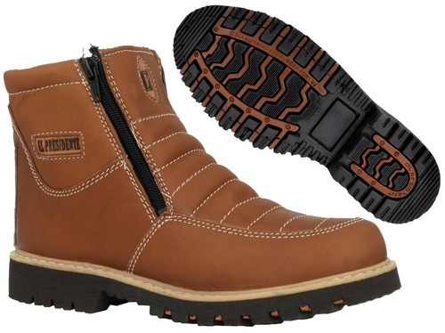 Para Hombre Tan Botas de trabajo suela de goma resistente al deslizamiento  Zapatos Cremallera | eBay