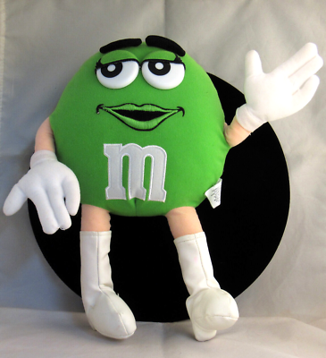 M&M's Mars Green Gemma Plush Stuffed Toy Plastic Eyes Vinyl Boots