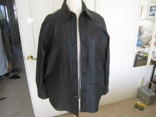Men's Black Leather Jackets, XXL by Perry Ellis