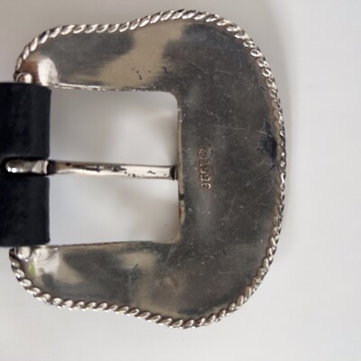 Vintage 90s Grunge Black Leather Chunky Festival Indie Hippie Rhinestone Belt /L Vintage 90s Grunge Black Leather Chunky Festival Indie  main image 2