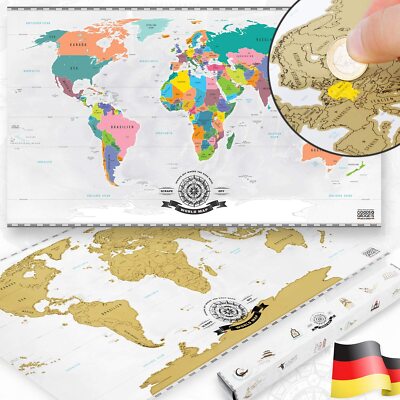 SALE: Weltkarte zum Rubbeln Scratch Off World Map Poster Rubbelkarte in XXL
