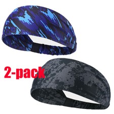 2 PACK Sports Bandana Running Headband Hair Band Yoga Headwrap for Women Men