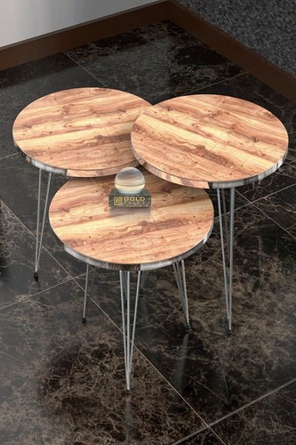 Walnut Nesting Side Tables And Coffee Table-Set Of 4-3 End Tables-Stacking Side - Picture 3 of 4
