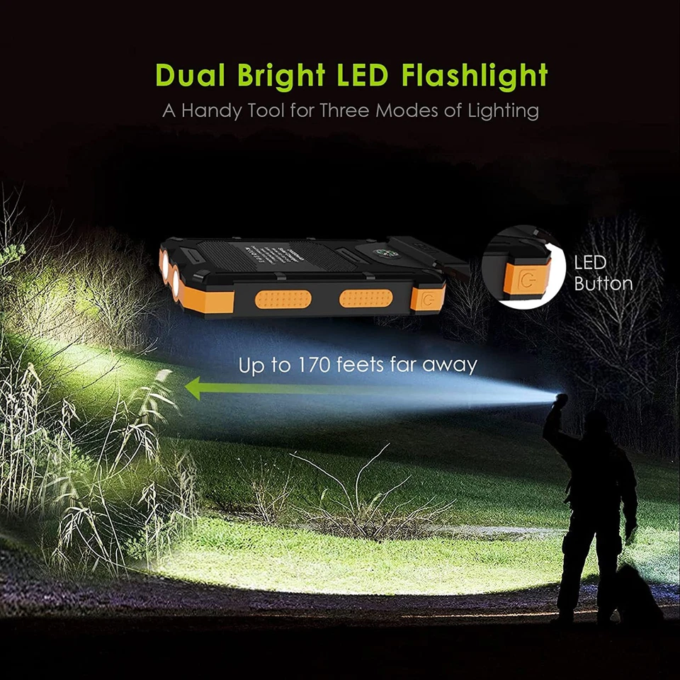 20000mAh Portable External Solar Power Bank Dual 2USB Battery Charger for Phone - Image 4 of 4