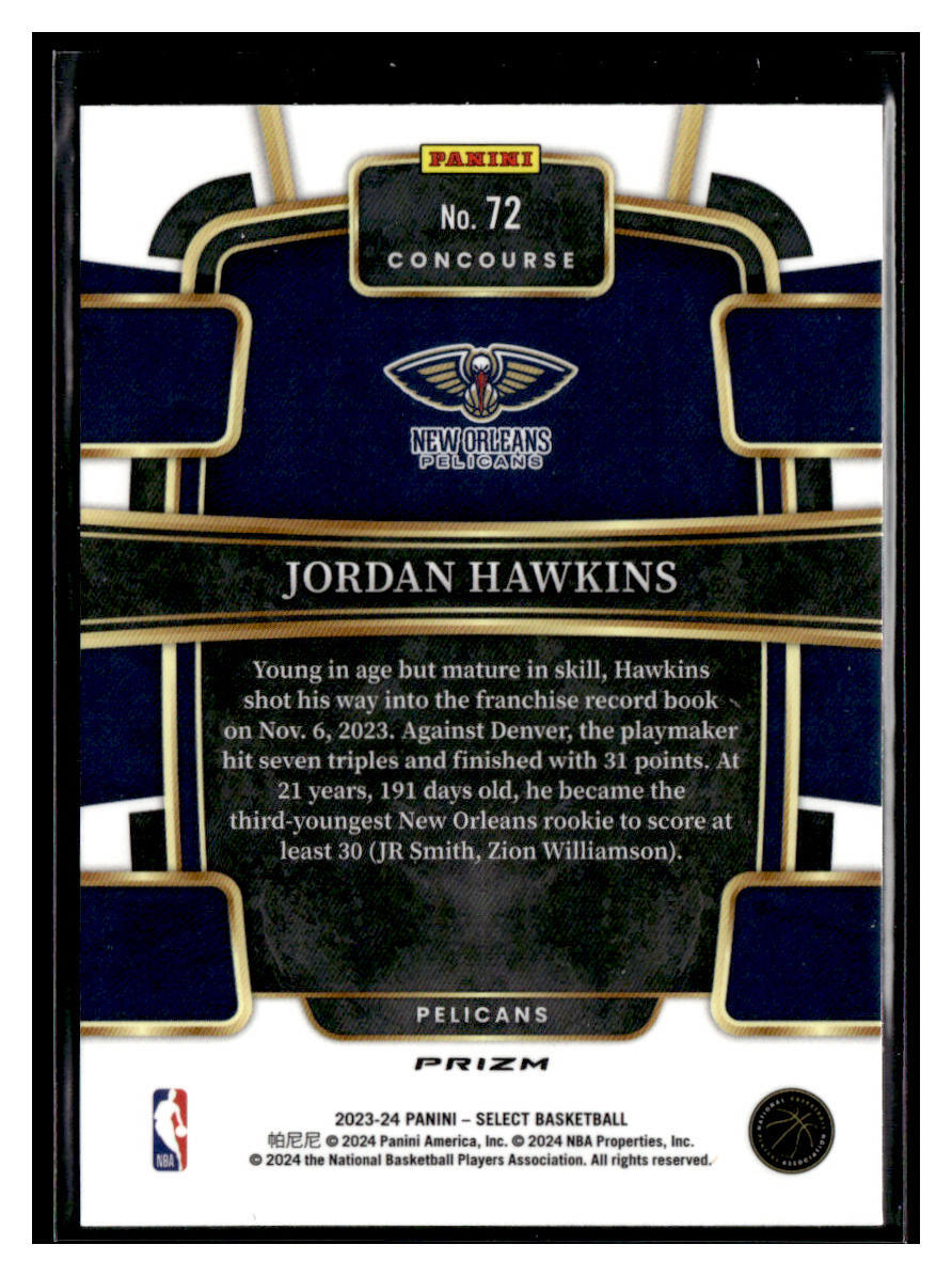 2023-24 Panini Select #72 Jordan Hawkins Concourse Blue Silver RC