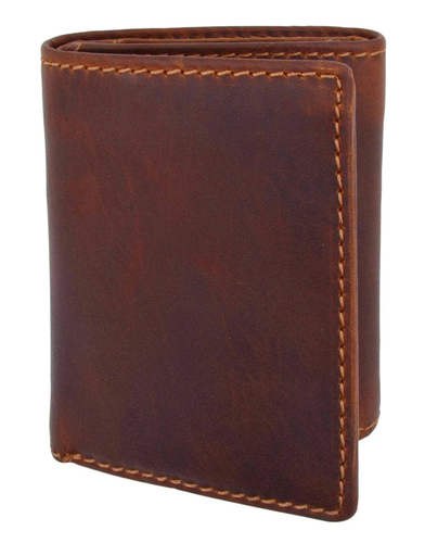 Cartera triple plegable vintage con bloqueo RFID Hunter cuero marrón para hombre solapa central - Imagen 12 de 12