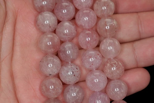 10MM PINK STRAWBERRY LEPIDOCROCITE QUARTZ GEMSTONE GRD A ROUND LOOSE BEADS 7inch - Picture 3 of 5