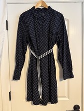 NWOT Tommy Hilfiger Button Down Shirt Dress Navy Blue White Polka Dot XXL  Belt