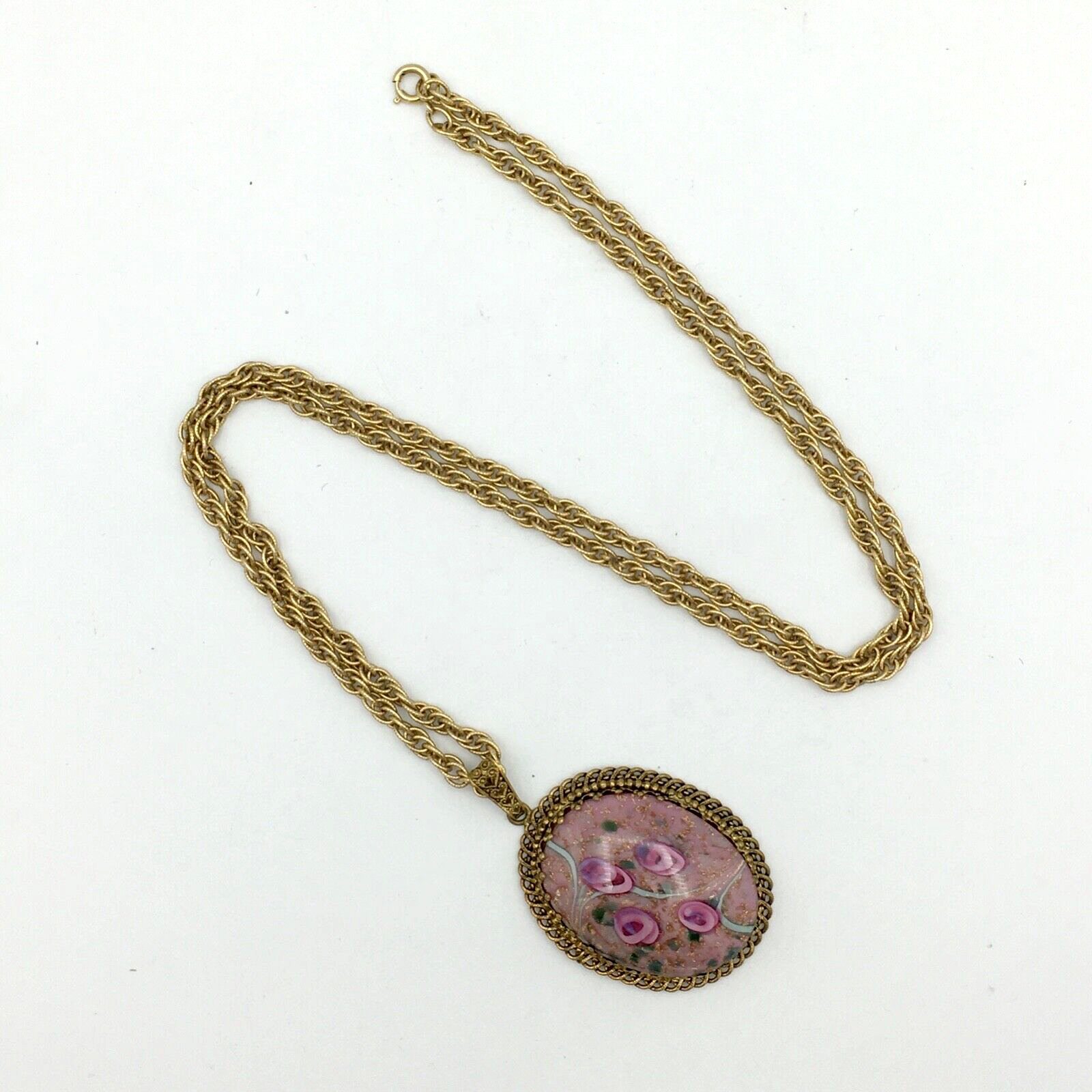 WEST GERMANY pink art glass pendant necklace - vi… - image 7