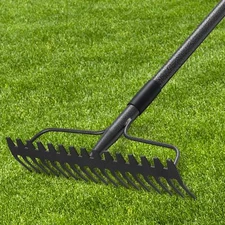 77''Bow Rake,17 Tines Metal Head with Stainless Steel Handle,Heavy Duty Garden..