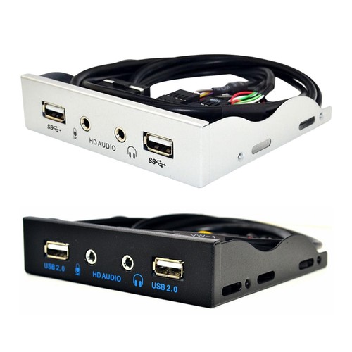 3.5inch 9Pin to USB 2.0 Hub Splitter Front Panel for Desktops Mic ...