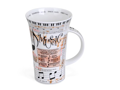 Becher Glenoce Music mit traumhaften Noten und Klaviertasten, Porzellan Tasse