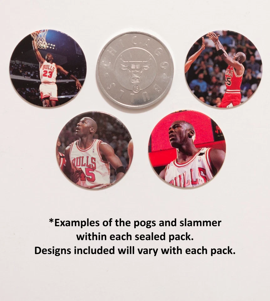 10 paquetes sellados Michael Jordan Pogs, 1995 Upper Deck Street Kaps, tapas de leche Foto 3 de 4