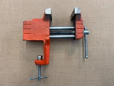 Vintage Unbranded Clamp-On Bench Vice, 2-3/8" Jaws, Opens to 2 1/2", Solid/Tight