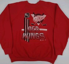 Vintage 90s Detroit Red Wings Big Print Sweatshirt Vtg Rare NHL Hockey USA Sport