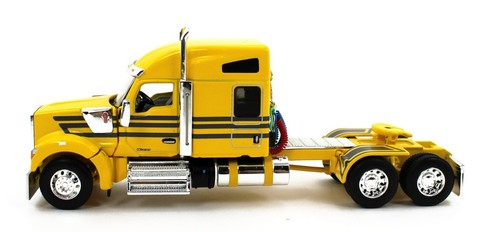 DCP 1:64 *YELLOW & GRAY* Kenworth W990 76" Mid-Roof Sleeper Semi Truck *NEW* - Picture 2 of 4