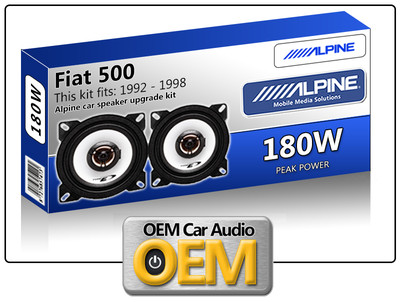 Fiat 500 Front Dash speakers Alpine 10cm 4'' car speaker kit 180W Max