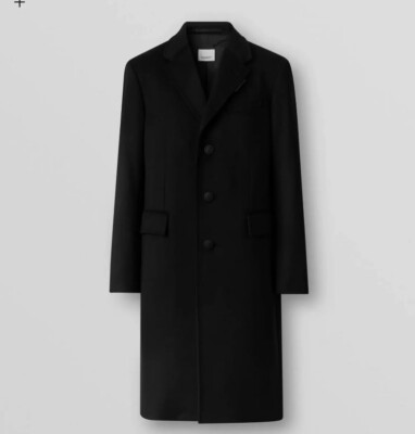 Mens BURBERRY Button Detail Wool Cashmere Tailored Coat NEW Size - Main Image