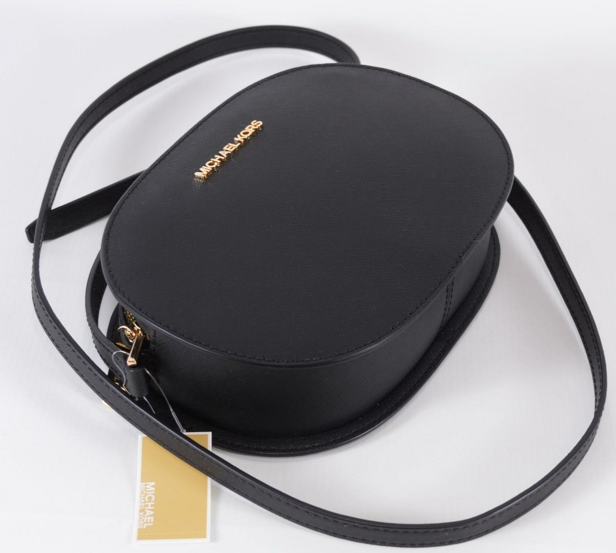 NEW Michael Kors Black Saffiano Leather Jet Set Travel OVAL  
