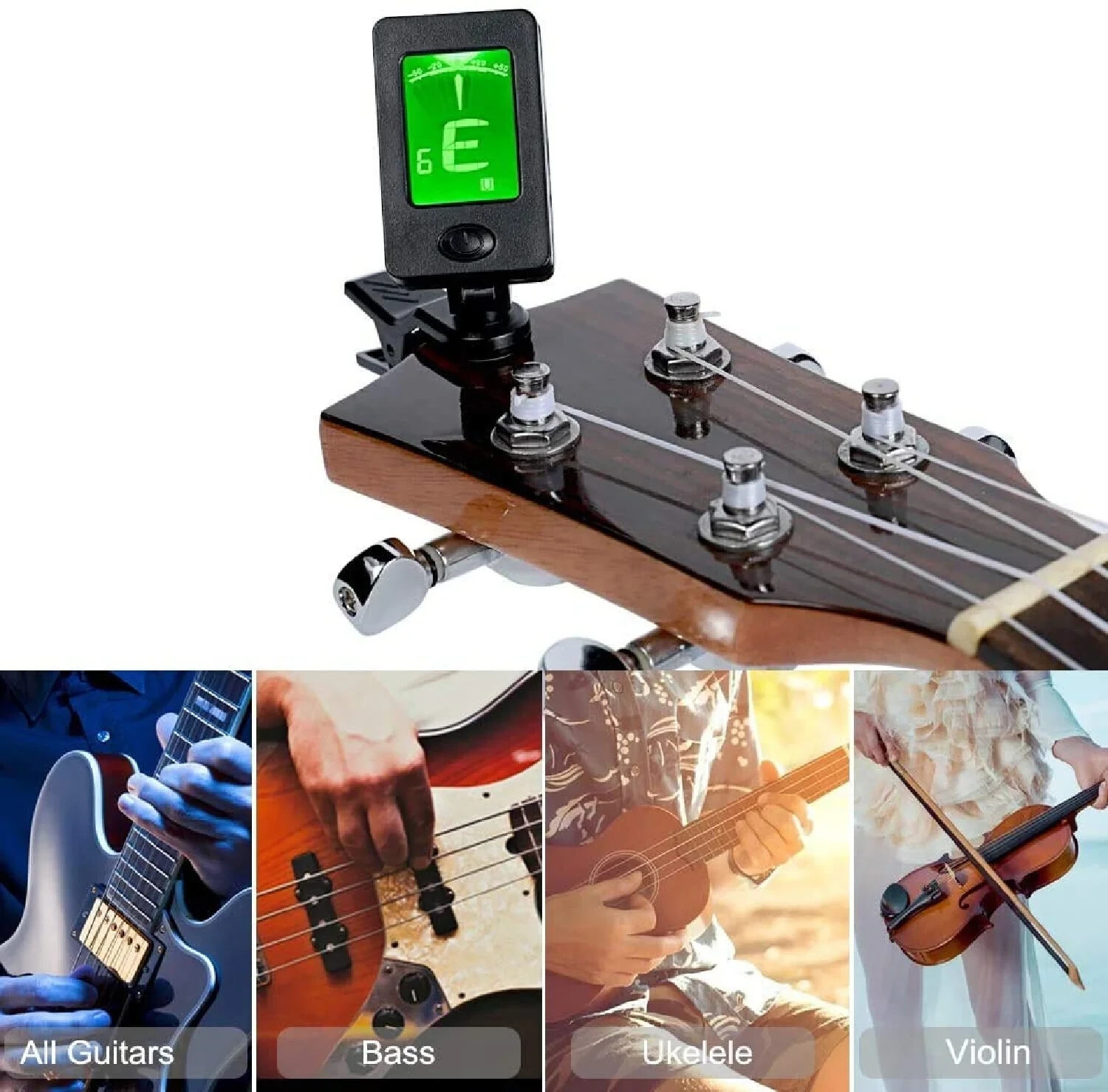 Digital Guitar Tuner Violin Ukelele Bass Tuner Multifunction LCD
