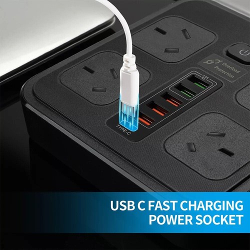 Surge Protector Power Board 4 Outlets USB A C PD Individual Switch Power Strip - Picture 8 of 13