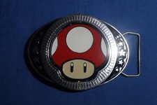 Nintendo 2013 Super Mario Reversible Mushroom Belt Buckle Green Red Enamel