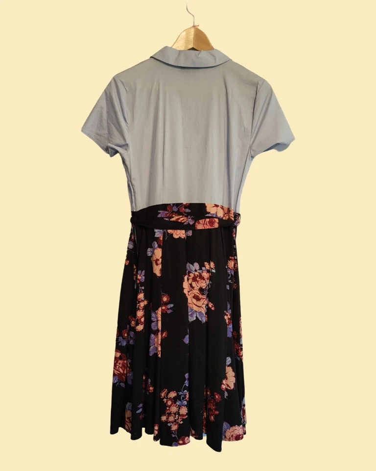 50s Style Retro Swing Dress Fit & Flare Floral Collar Audreycore Sz S ☆Modcloth☆ - Image 3 of 4