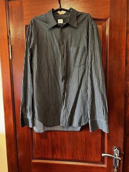 Men Armani Collezioni Shirt Navy Cotton 42 / XL / #54XW