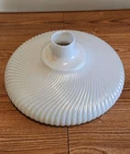 Vintage MCM Opal White Ribbed Swirl Milk Glass Torchiere Lamp Shade 16"