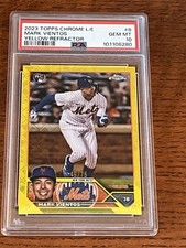 Mark Vientos 2023 Topps Chrome L/E #8 Mets Yellow Refractor 49/75 RC PSA 10